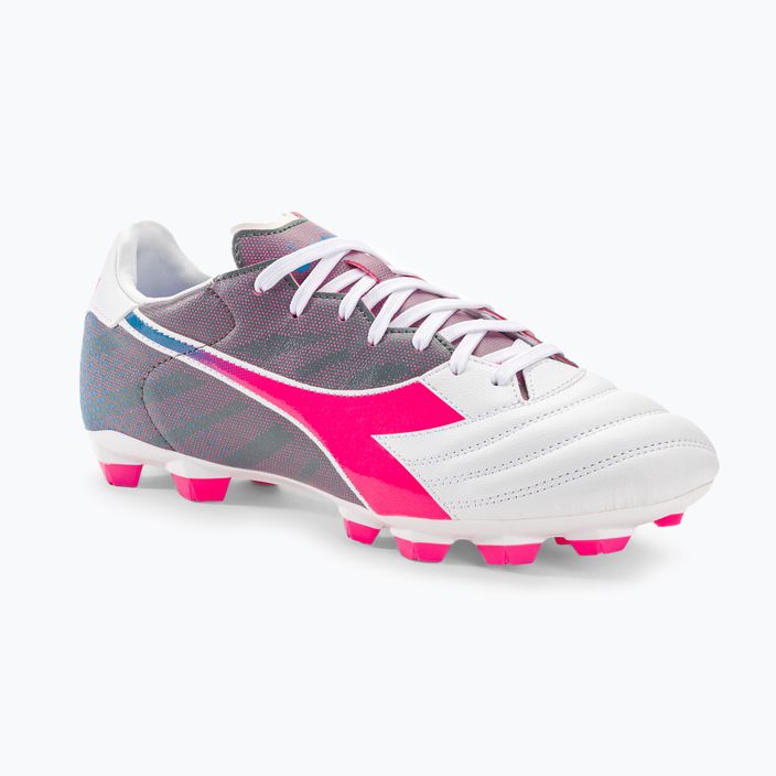 Ανδρικά ποδοσφαιρικά παπούτσια Diadora Brasil Elite Veloce GR LPU λευκό/ροζ φλούο/μπλε φλούο