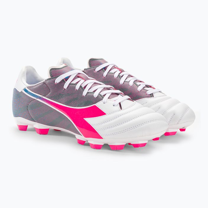 Ανδρικά ποδοσφαιρικά παπούτσια Diadora Brasil Elite Veloce GR LPU λευκό/ροζ φλούο/μπλε φλούο 4