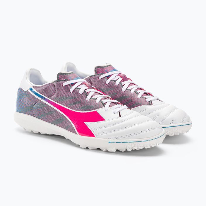 Ανδρικά ποδοσφαιρικά παπούτσια Diadora Brasil Elite Veloce GR TFR λευκό/ροζ φλούο/μπλε φλούο 4