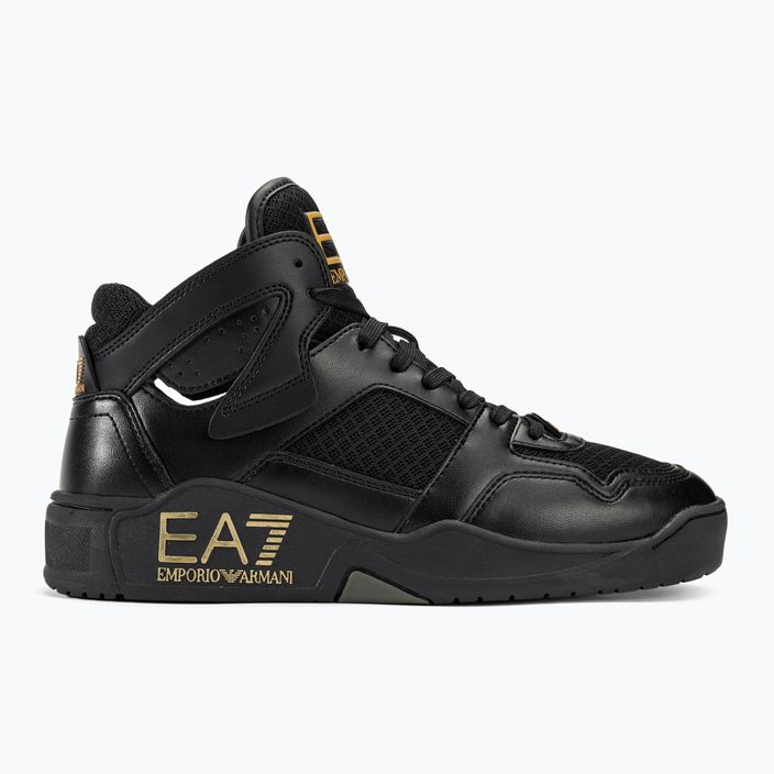 EA7 Emporio Armani Basket Mid τριπλό μαύρο/χρυσό παπούτσια 2