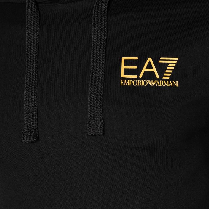 Ανδρικό EA7 Emporio Armani Train Logo Series Hoodie Extended Logo Coft μαύρο/χρυσό φούτερ με λογότυπο 3