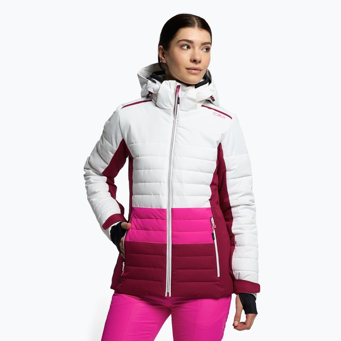 Γυναικείο μπουφάν σκι CMP ροζ και λευκό 31W0226/A001