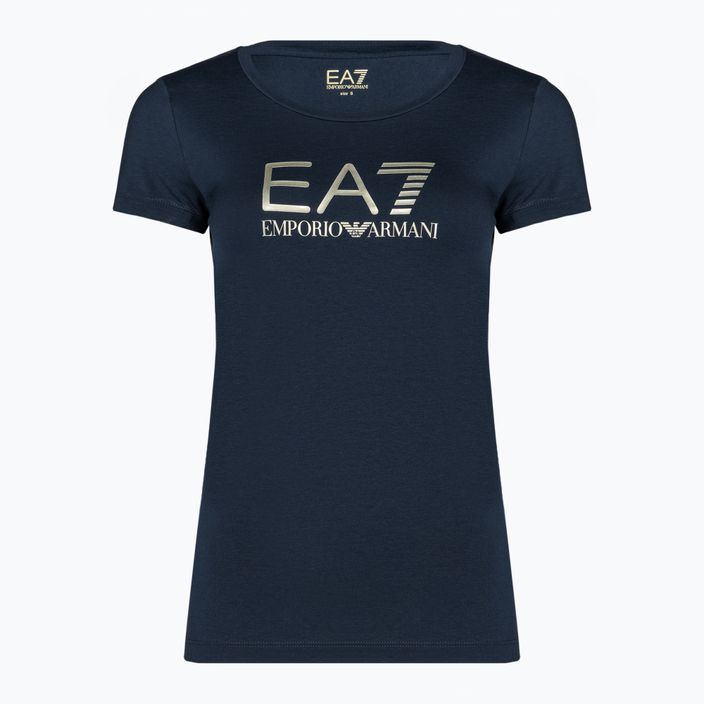 Γυναικείο EA7 Emporio Armani Train Shiny navy blue/logo light gold T-shirt