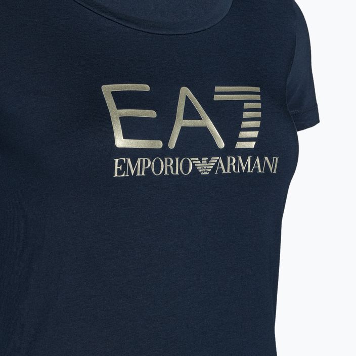 Γυναικείο EA7 Emporio Armani Train Shiny navy blue/logo light gold T-shirt 3