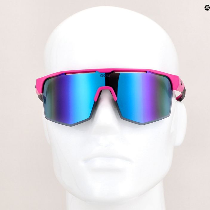 GOG Athena ματ νέον ροζ / μαύρο / πολυχρωματικό λευκό-μπλε ποδηλατικά γυαλιά E508-3 9