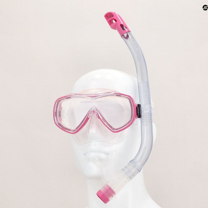 Cressi Ondina παιδικό σετ αναπνευστήρα + μάσκα κορυφής + αναπνευστήρας διαφανές ροζ DM1010134 13