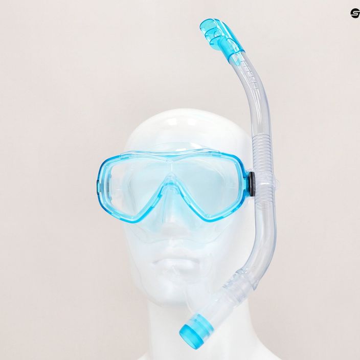 Σετ αναπνευστήρα Cressi Ondina για παιδιά + μάσκα κορυφής + αναπνευστήρας Clear Aquamarine DM1010133 13