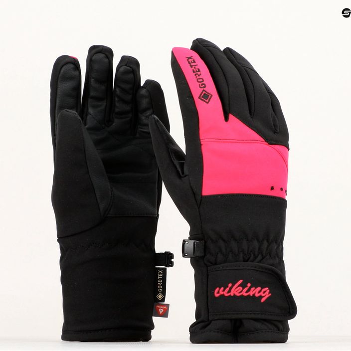 Γυναικεία γάντια σκι Viking Sherpa GTX Ski μαύρο/ροζ 150/22/9797/46 9