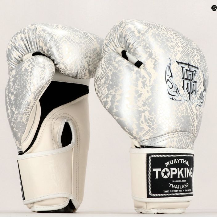 Top King Muay Thai Super Star Snake λευκά γάντια πυγμαχίας TKBGSS-02A-WH 7
