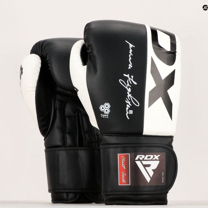 RDX REX F4 λευκά και μαύρα γάντια πυγμαχίας BGR-F4B-10OZ 8