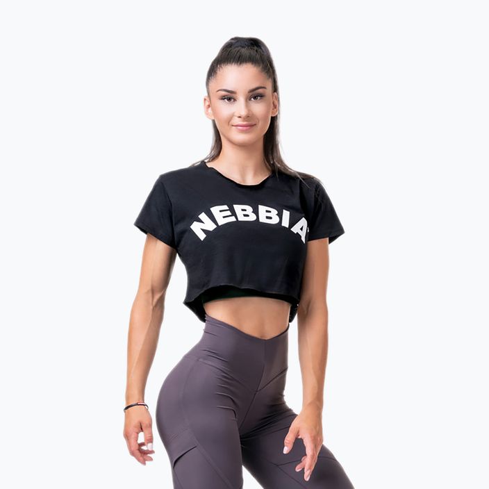 Γυναικεία αθλητική μπλούζα NEBBIA Loose Fit & Sporty Crop Top μαύρο 5830110