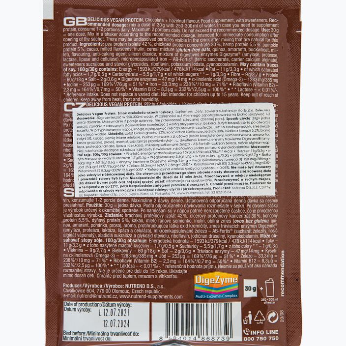 Nutrend Delicious Vegan Protein Shake 5x30g σοκολάτα-φουντούκι VS-105-150-ČLO 2