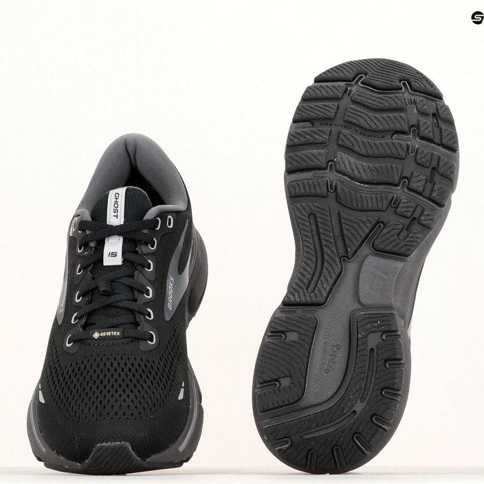 Brooks Ghost 15 GTX ανδρικά αθλητικά παπούτσια για τρέξιμο μαύρο/μαύρο μαργαριτάρι/αλουμινίου 20