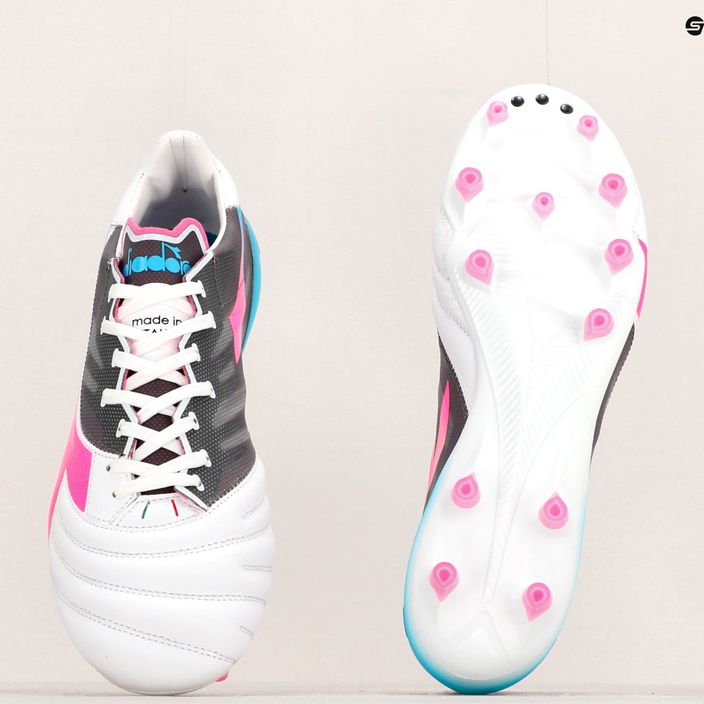 Ανδρικά ποδοσφαιρικά παπούτσια Diadora Brasil Elite Veloce GR ITA LPX λευκό/ροζ φλούο/μπλε φλούο 19