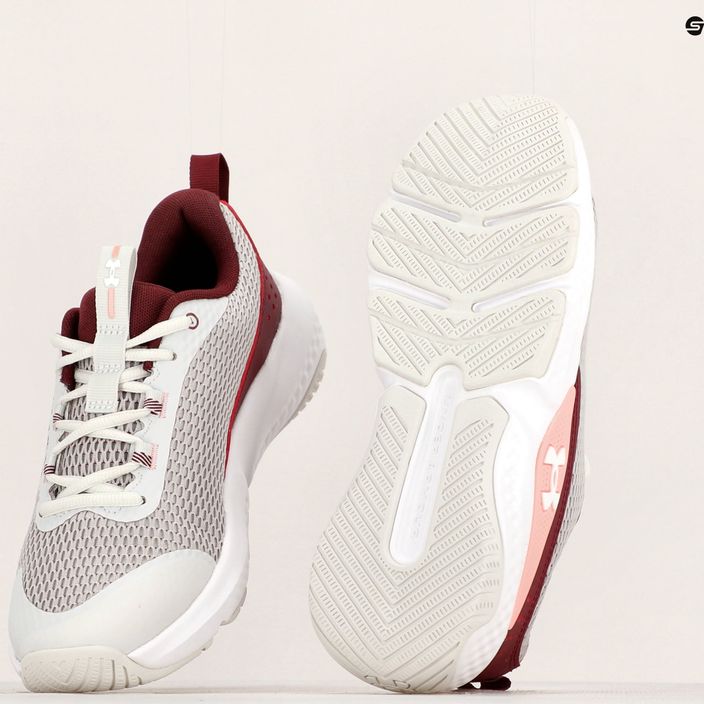 Γυναικεία αθλητικά παπούτσια προπόνησης Under Armour W Dynamic Select λευκός άργιλος/βαθύ κόκκινο/λευκό 10