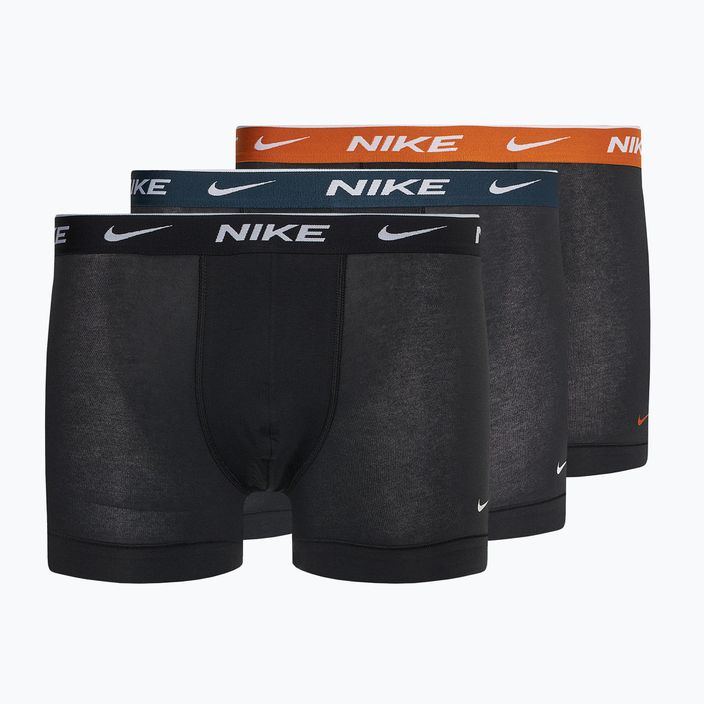 Ανδρικά σορτς μποξεράκια Nike Everyday Cotton Stretch Trunk 3 ζευγάρια μαύρο/μαύρο/μαύρο πορτοκαλί