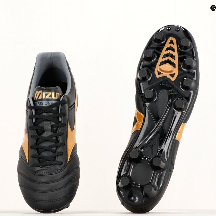 Mizuno Morelia II PRO MD ανδρικά ποδοσφαιρικά παπούτσια μαύρο/χρυσό/σκιά 15