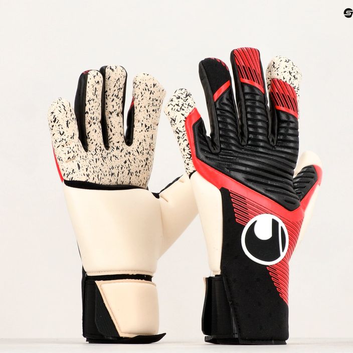 Γάντια τερματοφύλακα Uhlsport Powerline Supergrip+ Flex μαύρα/κόκκινα/λευκά 4