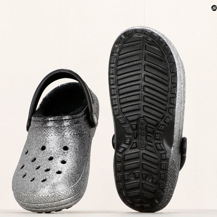 Crocs Classic Glitter Lined Clog μαύρο/ασημί σαγιονάρες 9