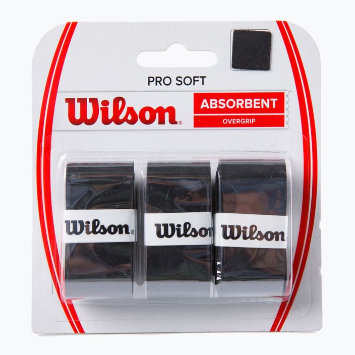 Wilson Pro Soft Overgrip tennis racket wraps 3 τεμάχια μαύρο WRZ4040BK+
