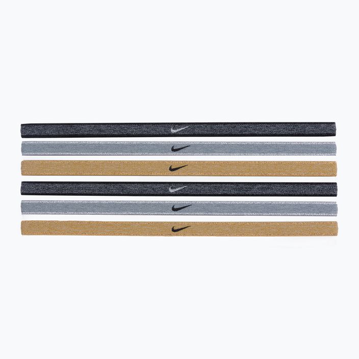 Nike Swoosh Sport Μεταλλικές κορδέλες κεφαλής 6 τεμ. γκρι-χρυσό N1002008-097 2