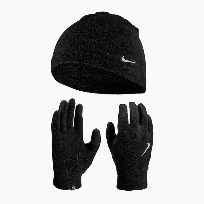 Ανδρικό σετ Nike Fleece καπέλο + γάντια μαύρο/μαύρο/ασημί 11