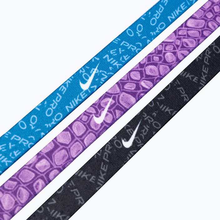 Nike τυπωμένες κορδέλες κεφαλής 3 τεμάχια βιομηχανικό μπλε/μωβ κοσμο/λευκό 3