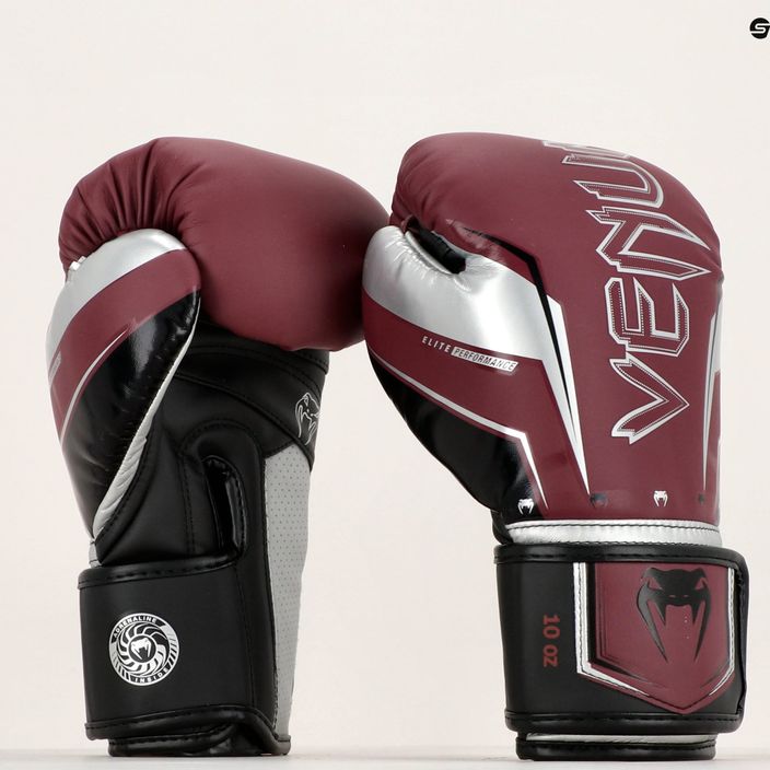 Venum Elite Evo μπορντό/ασημί γάντια πυγμαχίας 11