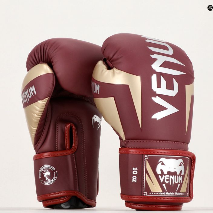 Venum Elite μπορντό/χρυσά γάντια πυγμαχίας 10