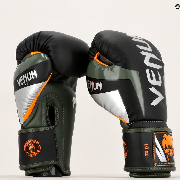Venum Elite γάντια πυγμαχίας μαύρα/ασημί/κακί 11