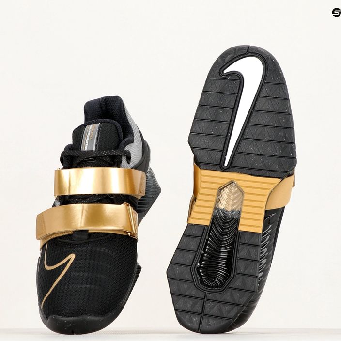 Nike Romaleos 4 μαύρο / μεταλλικό χρυσό λευκό παπούτσι άρσης βαρών 8