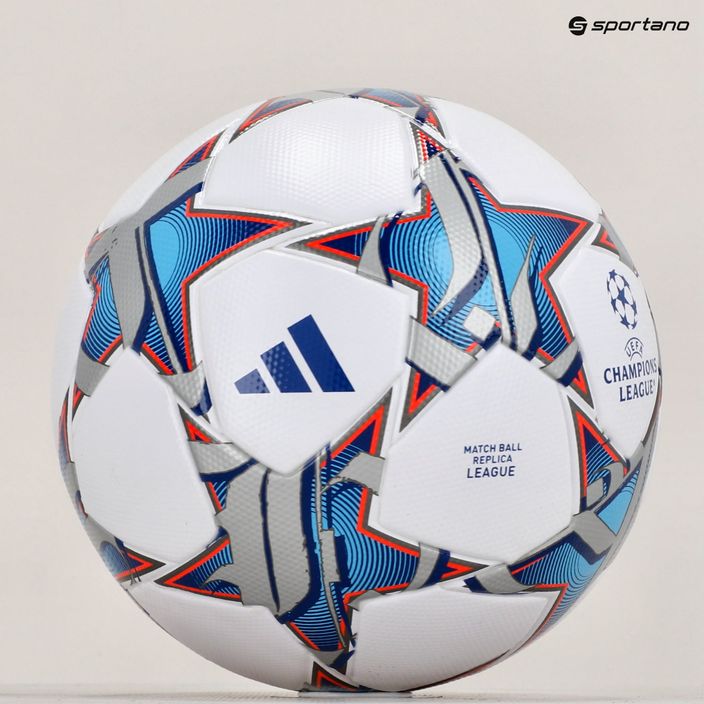 adidas UCL League 23/24 λευκό/ασημί μεταλλικό/φωτεινό κυανό μέγεθος 5 ποδοσφαίρου 6
