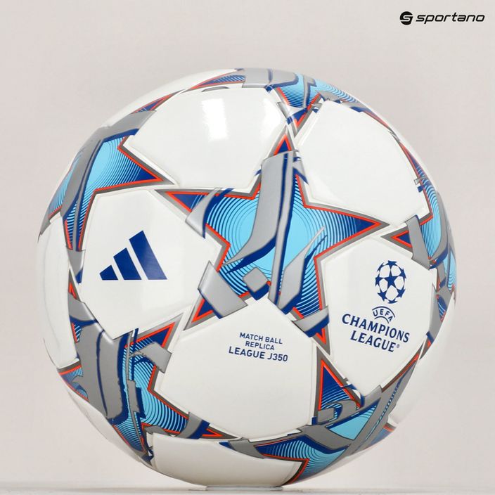 adidas UCL League 23/24 ποδοσφαίρου λευκό/ασημί μεταλλικό/κυανό/γαλάζιο μέγεθος 5 6