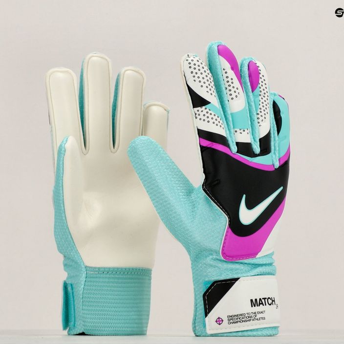 Παιδικά γάντια τερματοφύλακα Nike Match μαύρα/υπερ τυρκουάζ/φούξια 5