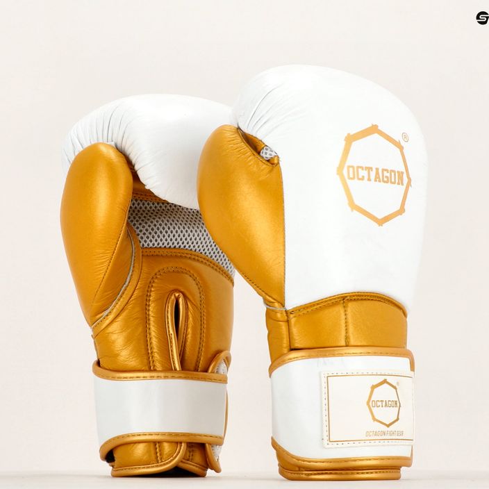 Γάντια πυγμαχίας Octagon Prince λευκά/χρυσά 3