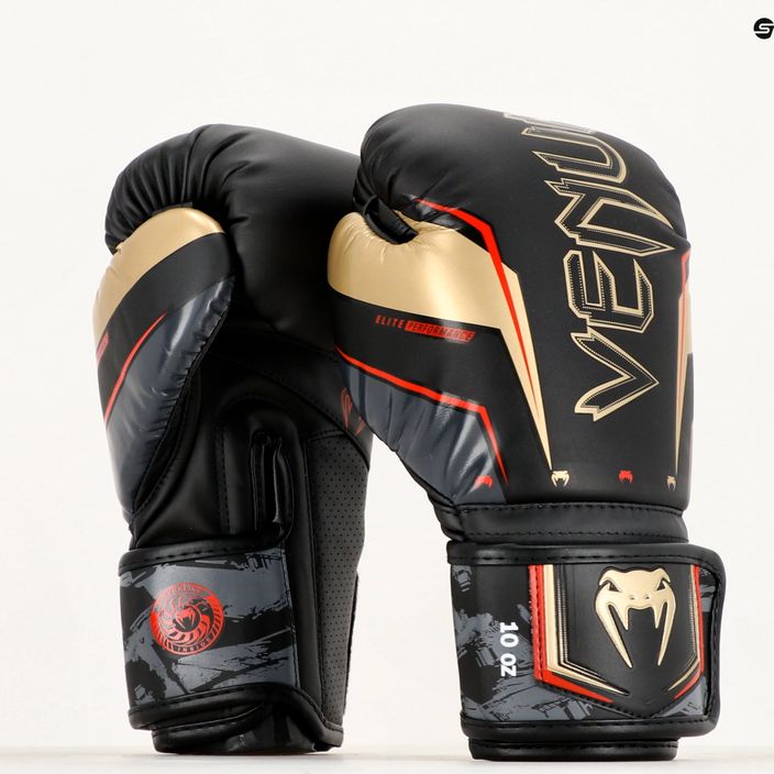 Venum Elite Evo μαύρα/χρυσά γάντια πυγμαχίας 9