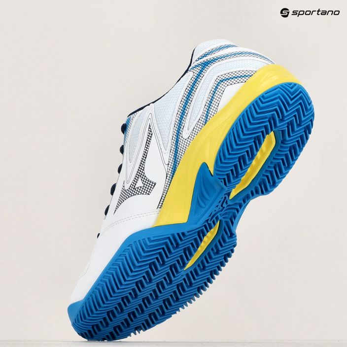 Ανδρικά παπούτσια τένις Mizuno Break Shot 4 CC λευκό/μπλε φόρεμα/ανοιξιάτικο θειάφι 9