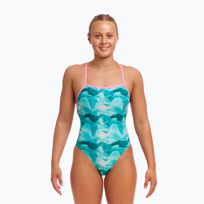 Funkita Strapped In One Piece γυναικείο ολόσωμο μαγιό πετρόλ κύμα 2