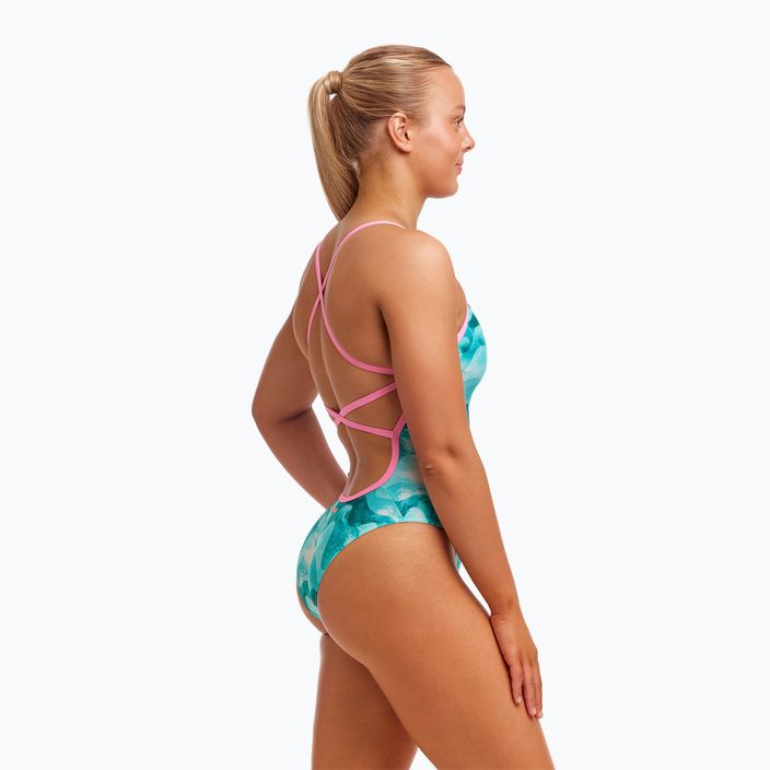 Funkita Strapped In One Piece γυναικείο ολόσωμο μαγιό πετρόλ κύμα 4