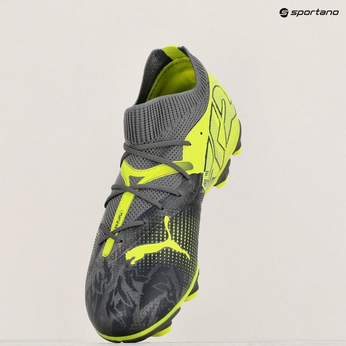 PUMA Future 7 Match Rush FG/AG έντονο γκρι/κρύο σκούρο γκρι/ηλεκτρικό ασβέστη παιδικά ποδοσφαιρικά παπούτσια 15