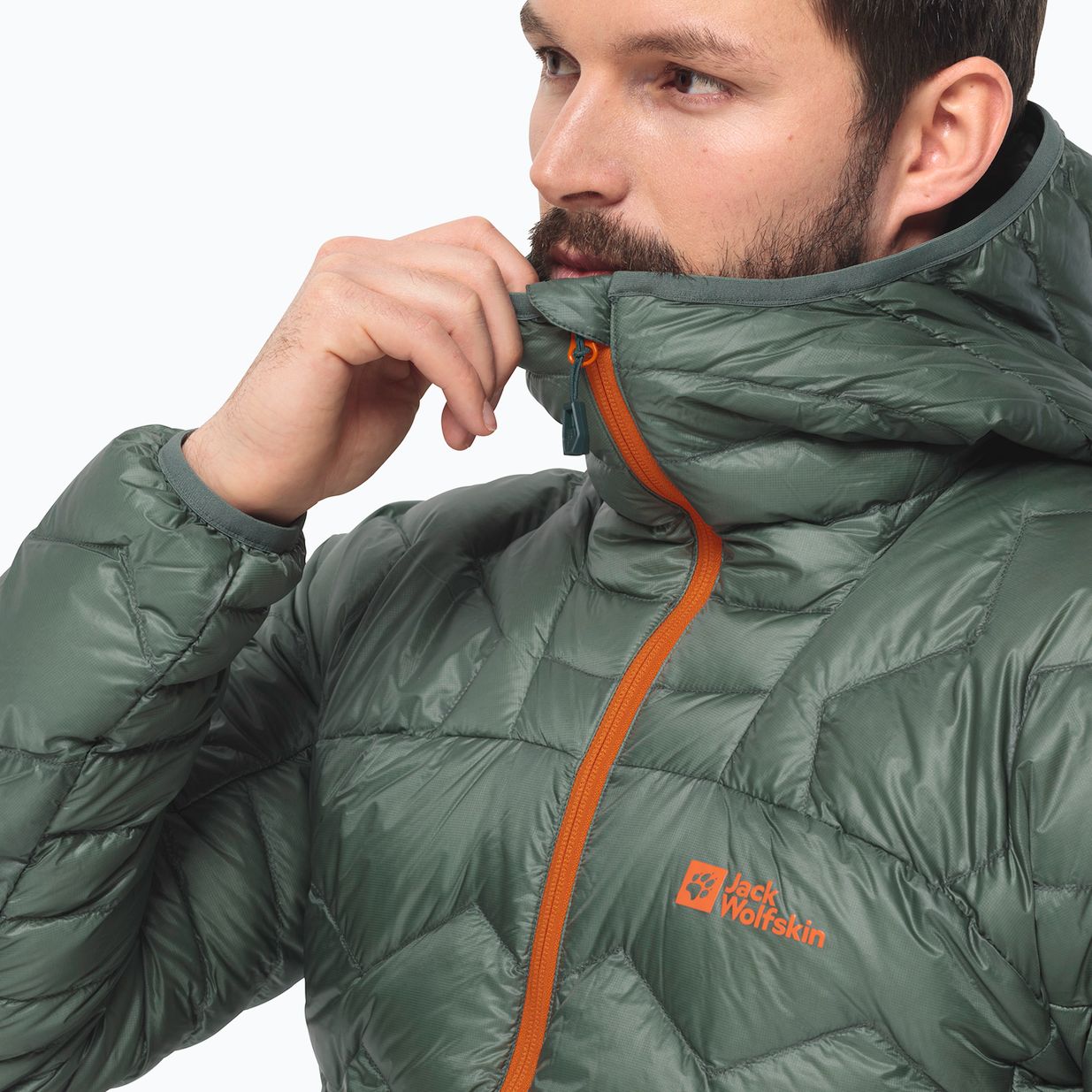 Jack Wolfskin Alpspitze Down Hoody hedge πράσινο ανδρικό μπουφάν για σκι 4