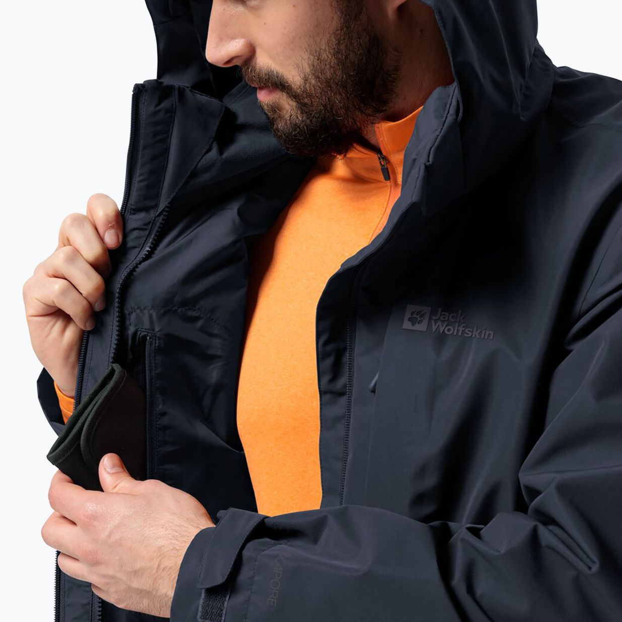 Jack Wolfskin ανδρικό μπουφάν βροχής Fernblick 2L νυχτερινό μπλε 4