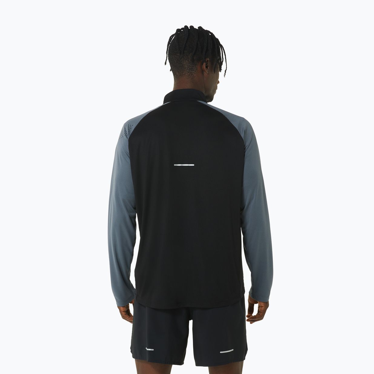 Ανδρικό ASICS Icon 1/2 Zip performance μαύρο/γκρι γκρι μακρυμάνικο για τρέξιμο 3