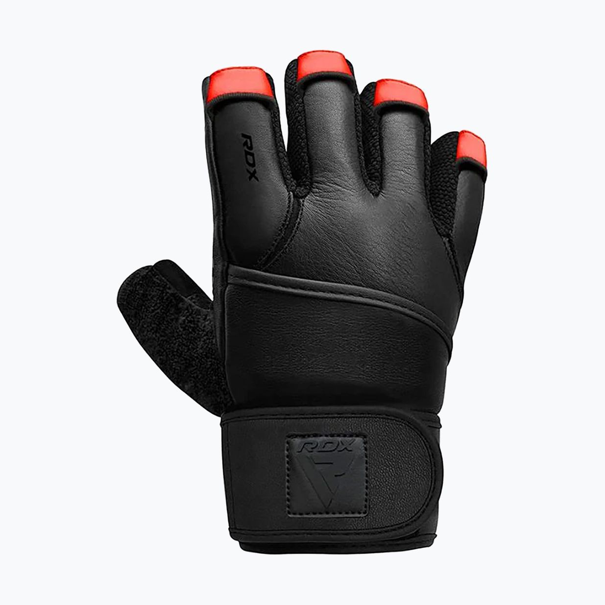 Γάντια προπόνησης RDX L4 Finger Weightlifting Leather red/black 3