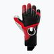 Γάντια τερματοφύλακα Uhlsport Powerline Supergrip+ Reflex μαύρα/κόκκινα/λευκά