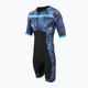 ZONE3 Activate+ Ανδρική στολή τριάθλου Tropical Palm Short Sleeve Full Zip Trisuit navy/blue