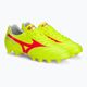 Mizuno Morelia II Club MD κίτρινο ασφαλείας/καυτό κοράλλι 2/ασημένιο γαλαξία ανδρικά ποδοσφαιρικά παπούτσια 4