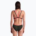 Γυναικείο ολόσωμο μαγιό arena One Double Cross Back One Piece dark sage/black/fluo red 6