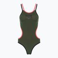 Γυναικείο ολόσωμο μαγιό arena One Double Cross Back One Piece dark sage/black/fluo red