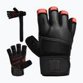 Γάντια προπόνησης RDX L4 Finger Weightlifting Leather red/black 2